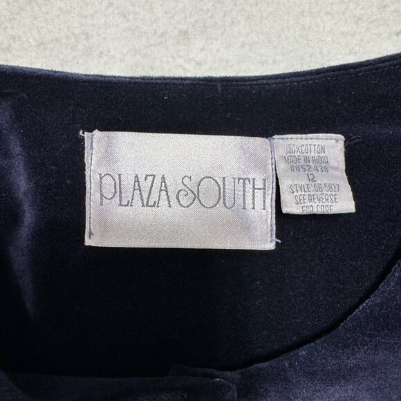 Vintage 80's Plaza South Blue Embroidered Velvet Button-Up Jacket Womens Size 12 - Picture 10 of 11